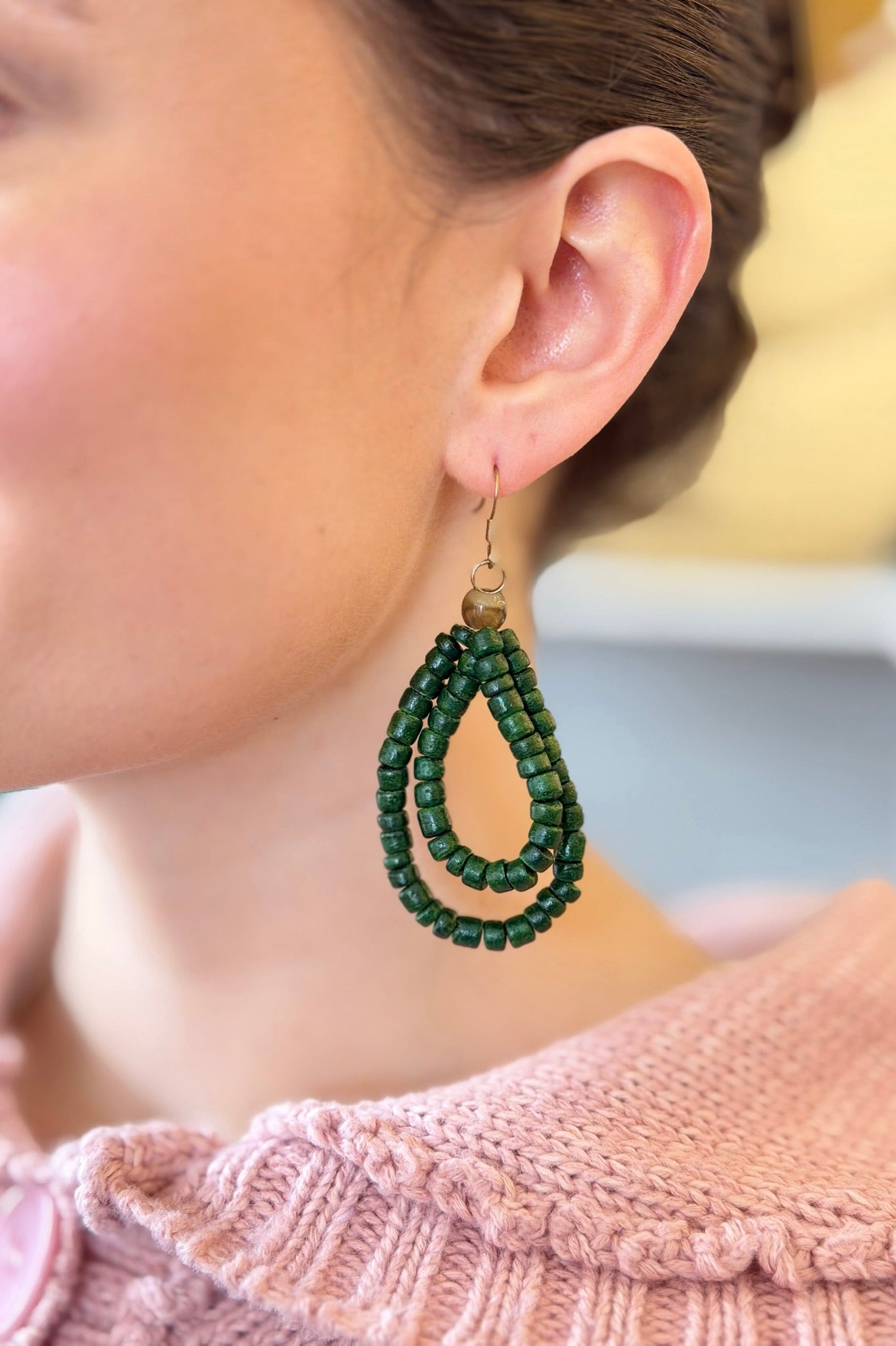 Cocos Beaded Earrings - Green