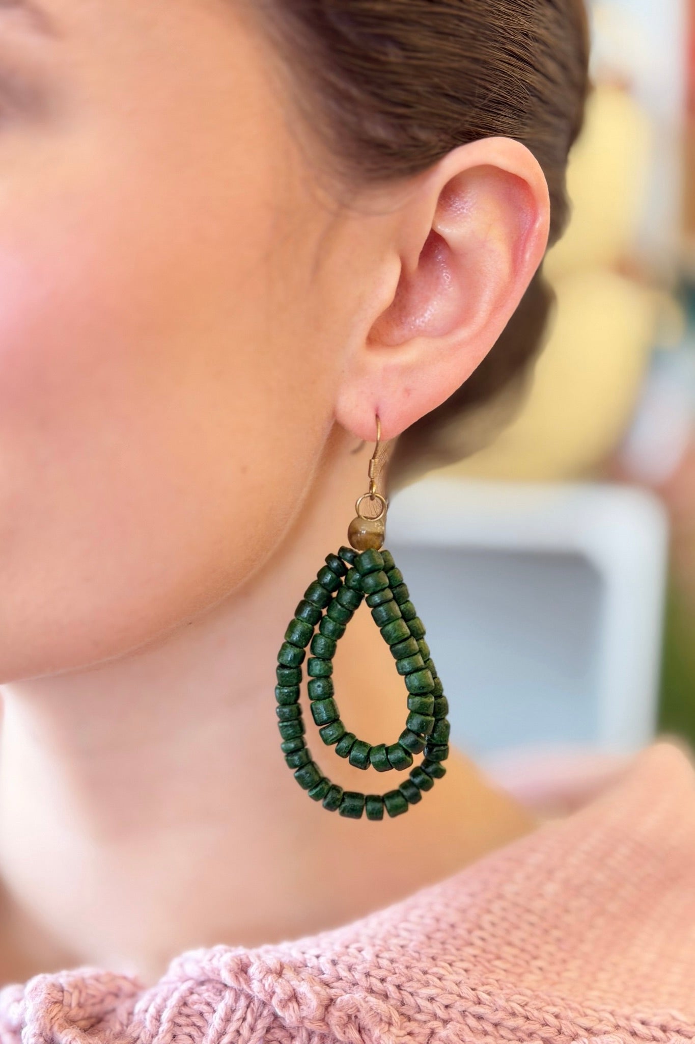 Cocos Beaded Earrings - Green
