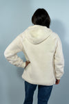 Furry Zip Up Hoodie with Pattern Sleeve