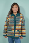 Collared Multi Pattern Knit Cardigan