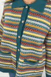 Collared Multi Pattern Knit Cardigan