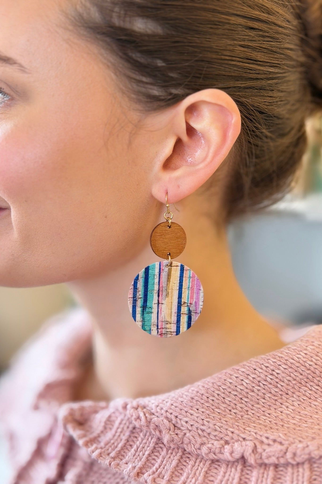 Wood Earrings - Tan