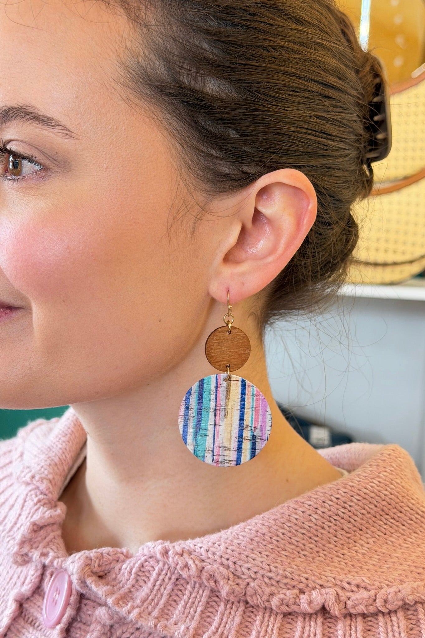 Wood Earrings - Tan