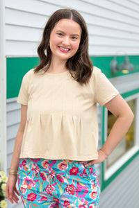 Pleated Swing Tee Top - Oat