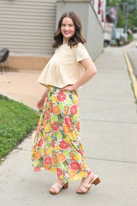 Bradyn Print Skirt - Orange
