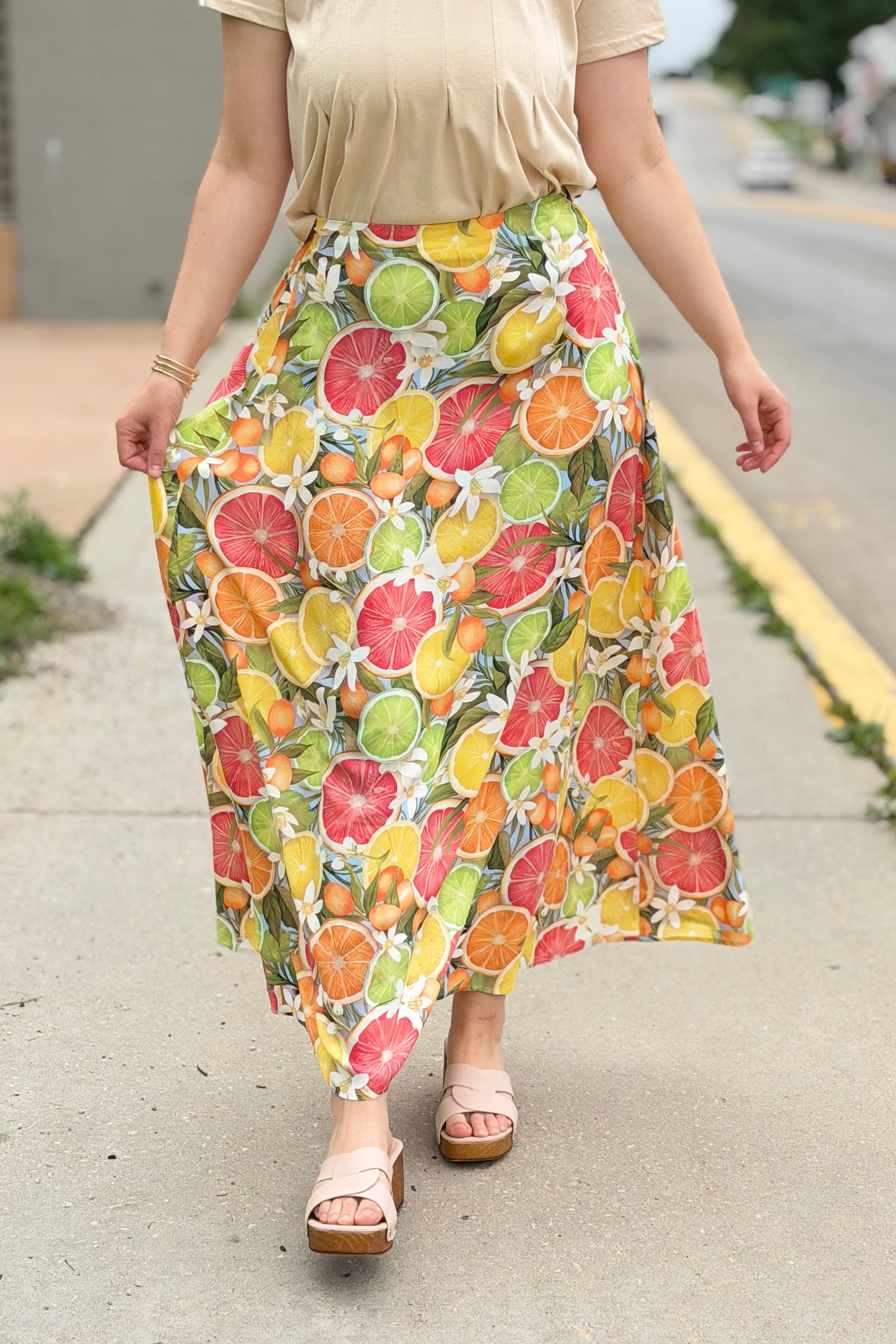 Bradyn Print Skirt - Orange