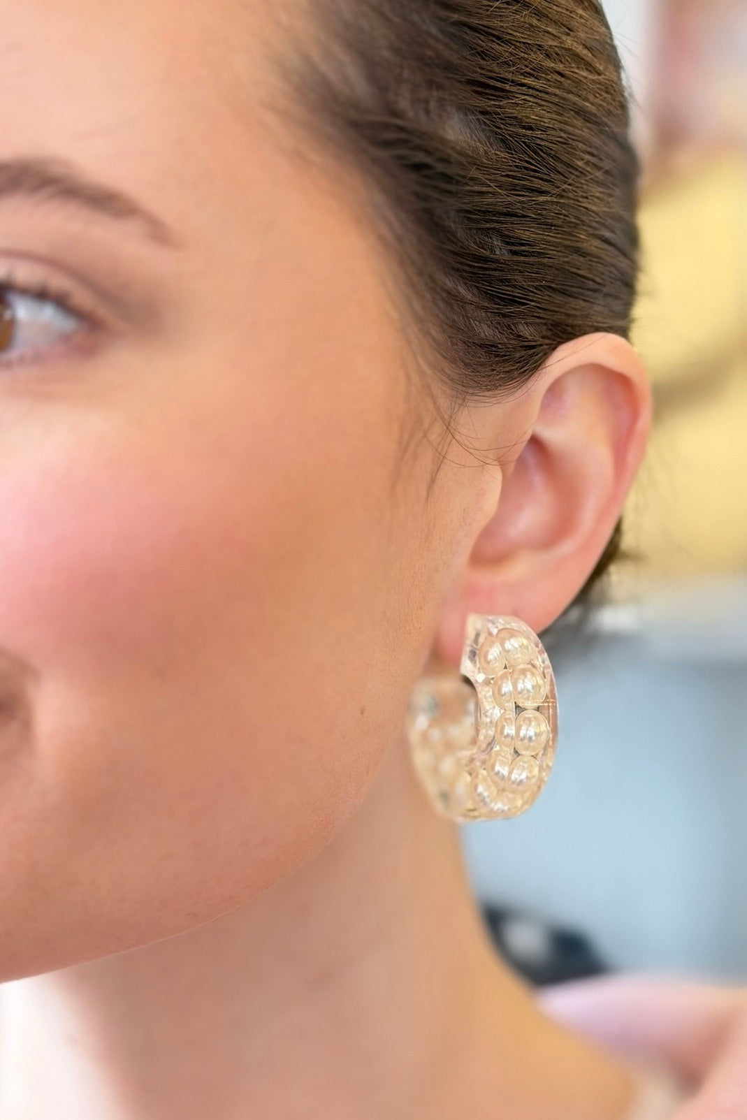 Chunky Pearl Hoop Earrings