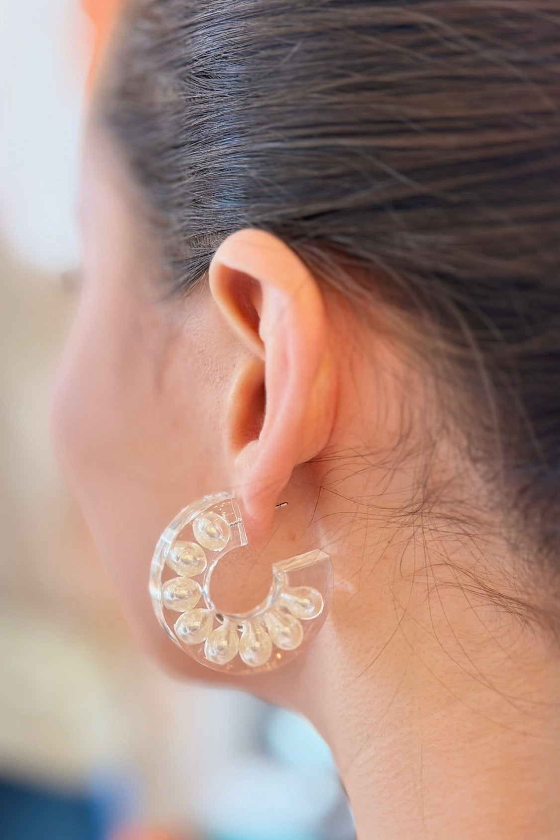 Chunky Pearl Hoop Earrings