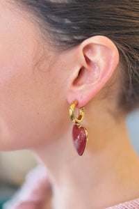 Resin Heart Earrings - Maroon