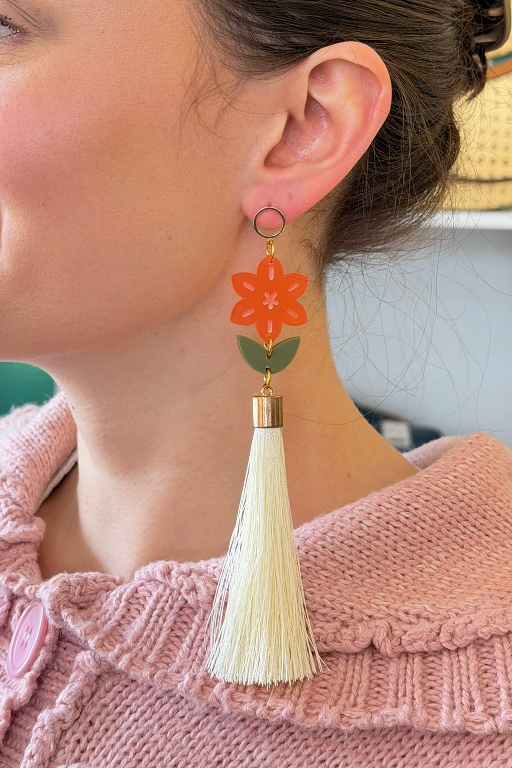 Botanical-Inspired Lightweight Acrylic Earring - Daffodil