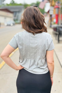 Pleated Swing Tee Top - Grey