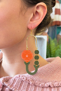 Botanical-Inspired Lightweight Acrylic Earring - Poppy Loop