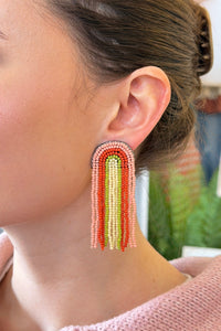 Beaded Rainbow Earrings - Pink