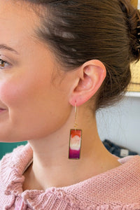 Orange Pink Resin Earrings