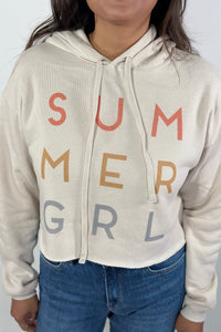 Summer Girl Graphic Cropped Hoodie