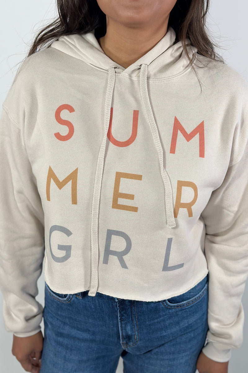 Summer Girl Graphic Cropped Hoodie