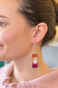 Orange Pink Resin Earrings