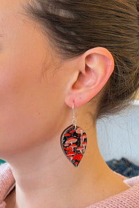 Retro Mushroom Patch Large Leaf Earrings