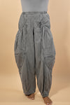 Striped Denim Barrel Pants - Grey Denim