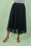Mesh Tulle A-Line Skirt - Black