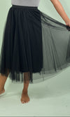 Mesh Tulle A-Line Skirt - Black