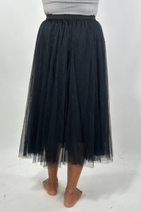 Mesh Tulle A-Line Skirt - Black