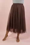 Mesh Tulle A-Line Skirt - Dark Coffee