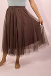 Mesh Tulle A-Line Skirt - Dark Coffee