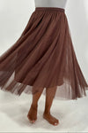 Mesh Tulle A-Line Skirt - Dark Coffee