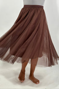 Mesh Tulle A-Line Skirt - Dark Coffee