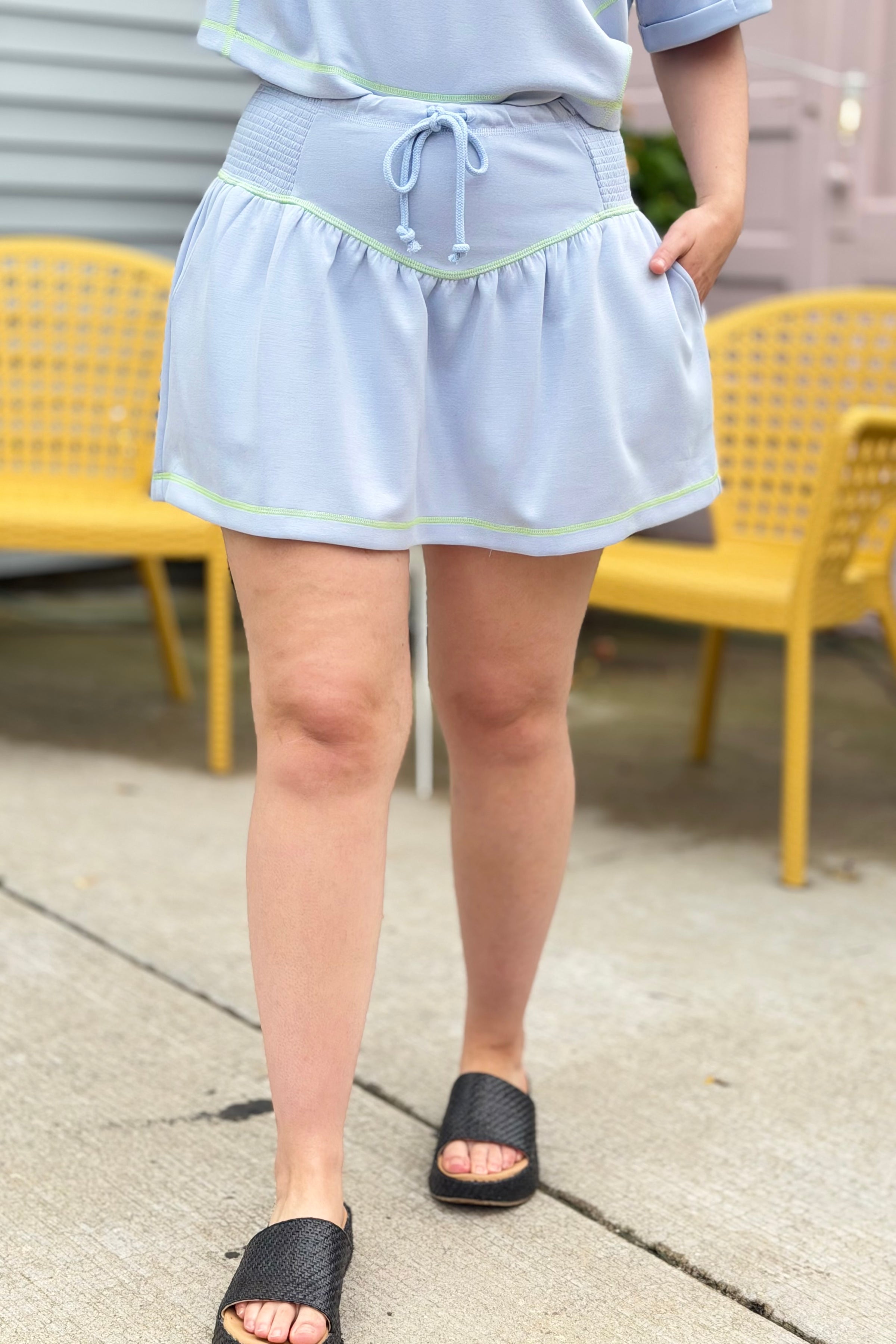 Soft Knit Skort - Light Blue