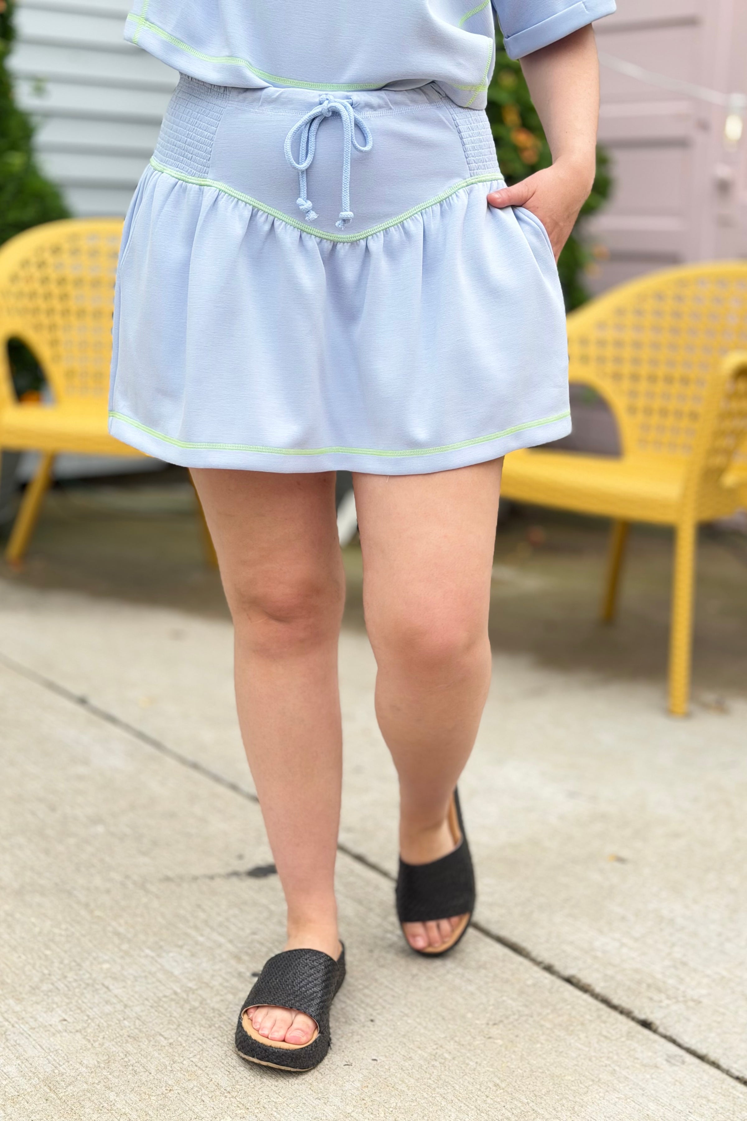 Soft Knit Skort - Light Blue