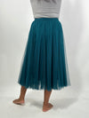 Mesh Tulle A-Line Skirt - Dark Green