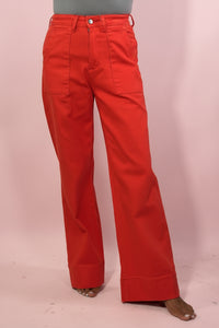 Orange Wide-Leg Straight Jeans
