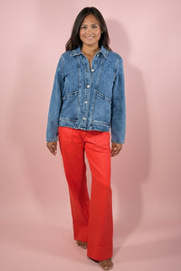 Orange Wide-Leg Straight Jeans