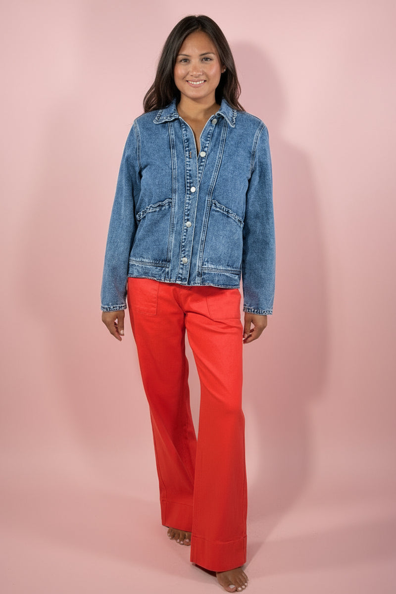 Orange Wide-Leg Straight Jeans