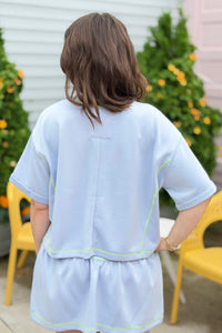 Soft Knit V-Neck Top - Light Blue