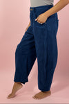 Rivet Corduroy Straight Trousers - Blue