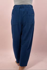 Rivet Corduroy Straight Trousers - Blue