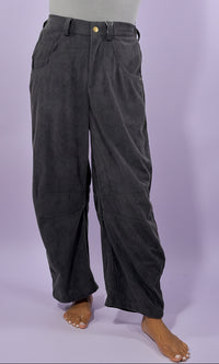 Rivet Corduroy Straight Trousers - Grey