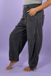 Rivet Corduroy Straight Trousers - Grey