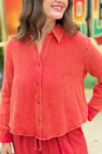 Garment Washed Shirt - Red