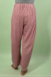 Rivet Corduroy Straight Trousers - Pink