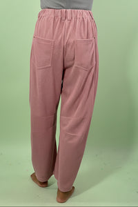 Rivet Corduroy Straight Trousers - Pink