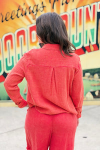 Garment Washed Shirt - Red