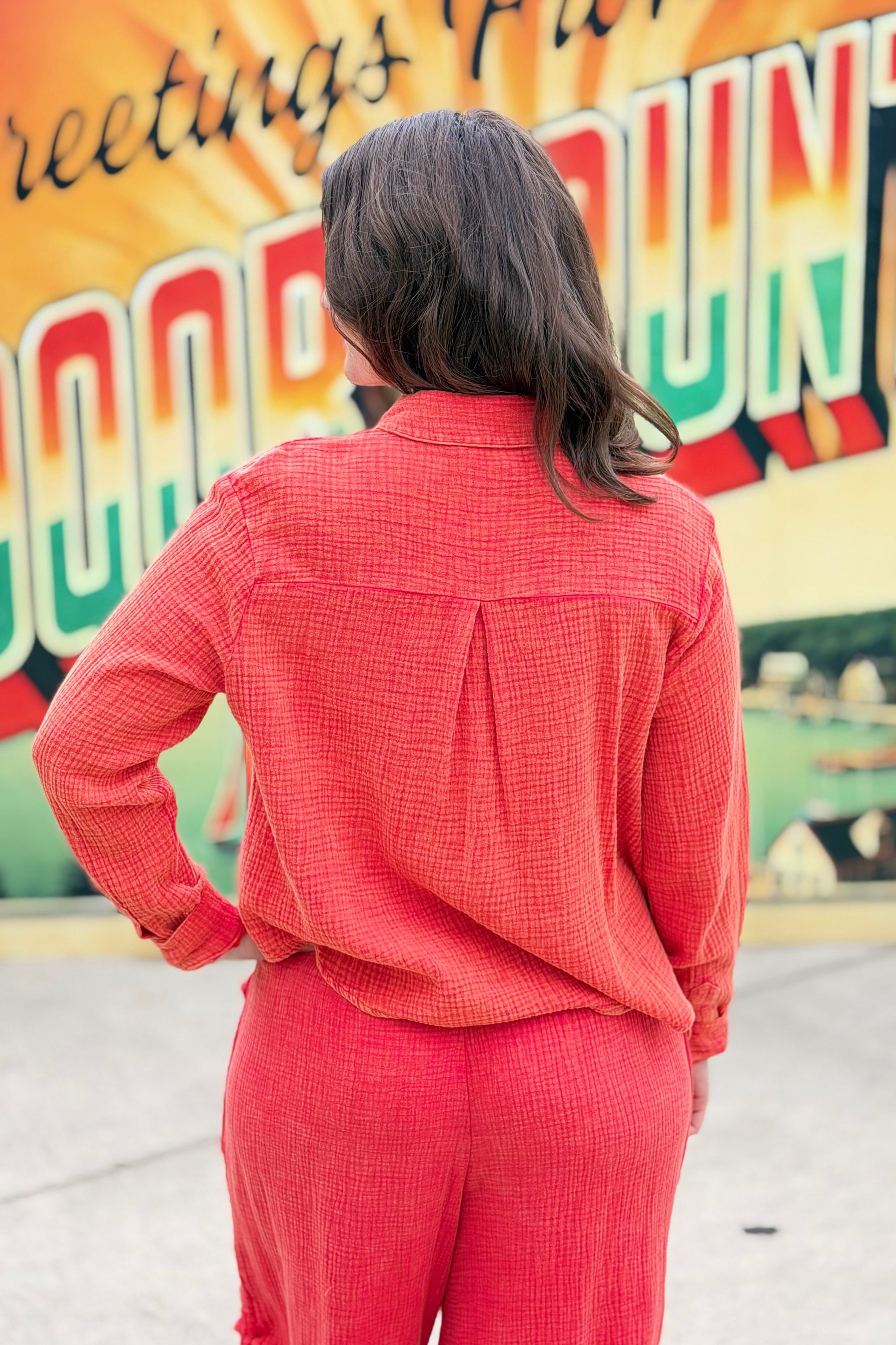 Garment Washed Shirt - Red