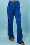 Drawstring Striped Sweatpants - Blue