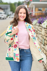 Wildflower Whisper Padded Jacket - Cream