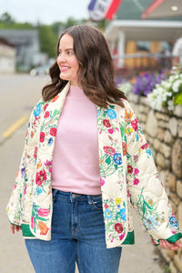 Wildflower Whisper Padded Jacket - Cream