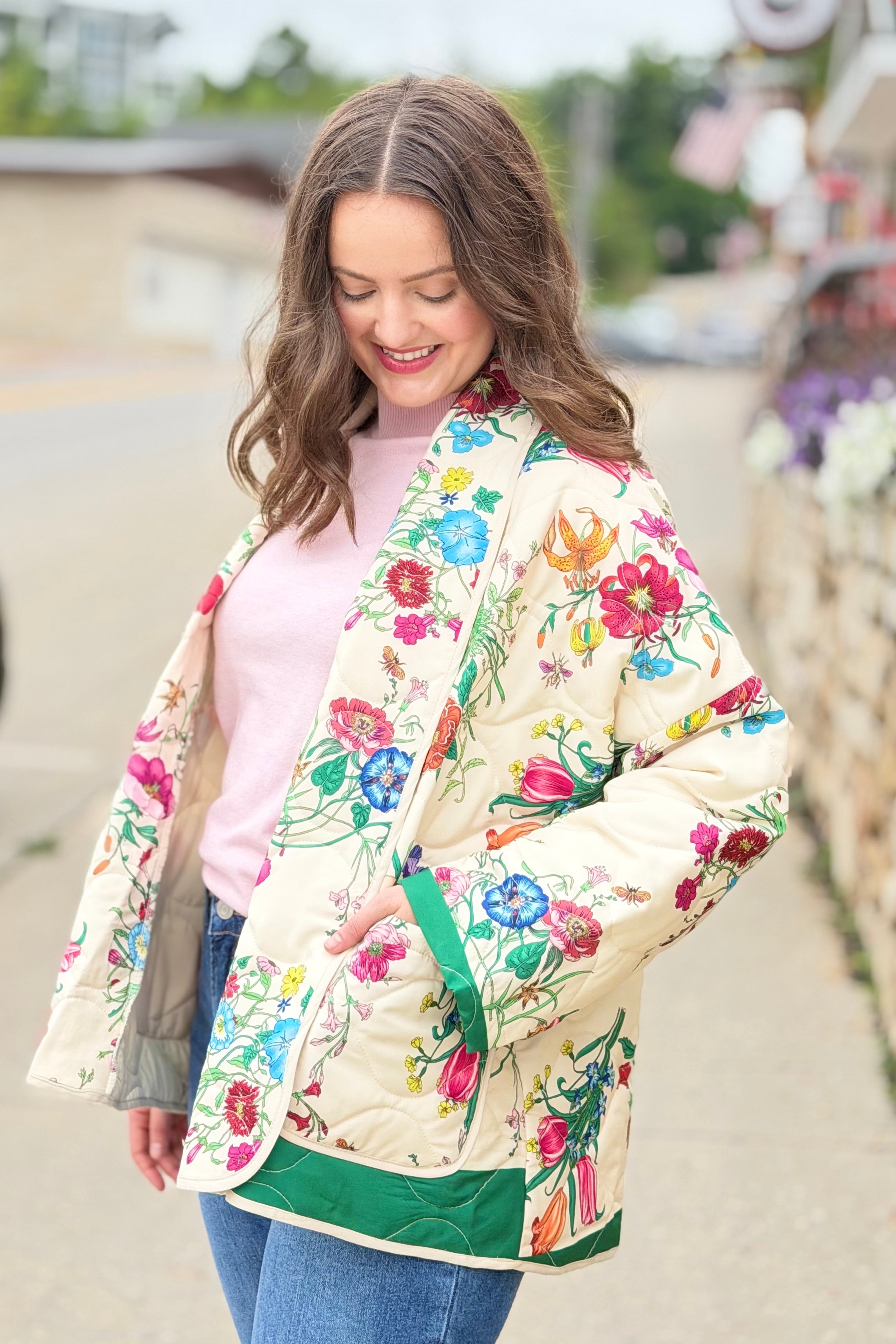 Wildflower Whisper Padded Jacket - Cream